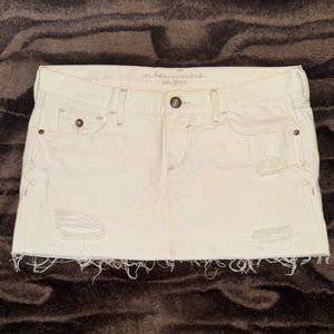 Abercrombie & Fitch Girls Distressed White Jean Skirt